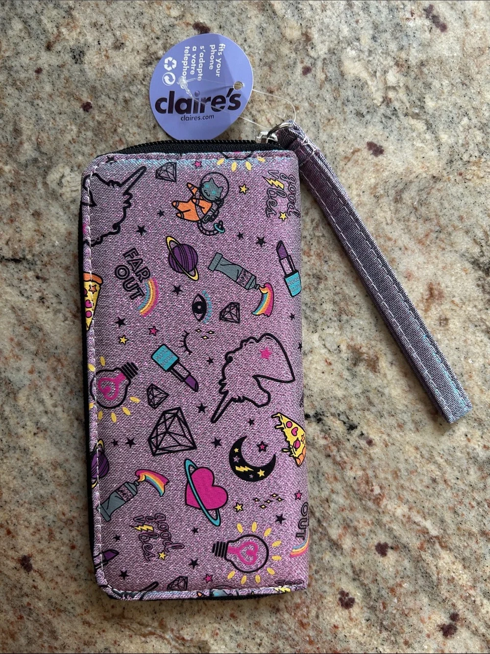 Claire's Pink Glitter Novelty Wristlet Wallet